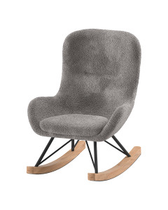 Fauteuil à bascule enfant Jaxx en bouclette anthracite, cosy et moderne - Disponible chez Jurassien.