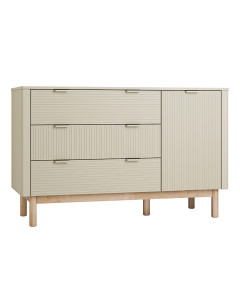 Commode large 1 porte 3 tiroirs champagne Miloo