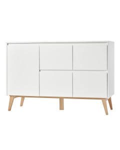 Grande commode chambre Swing bois et blanc Pinio