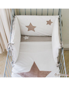 Parure de lit bébé/bambin : dekbedovertrek: 90 x 120 cm ; taie d'oreiller  60 x 40 cm ; en coton; blanc avec des étoiles grises
