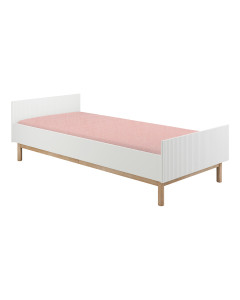 Lit 1 personne 90x200 enfant blanc et bois Miloo