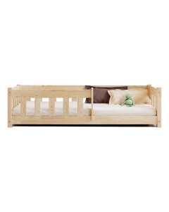 Lit Au Sol Avec Barrière Classic Montessori En Bois Naturel