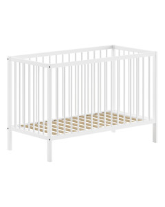 Lit bébé simple 60x120 blanc Dino Jaxx - Design moderne épuré, idéal pour chambre paisible, disponible chez le Jurassien.