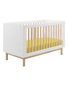 Lit bébé évolutif 70x140 blanc et bois naturel Miloo de la marque Pinio