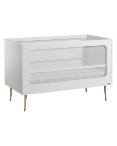 Lit bébé évolutif sans barreau Bosque Vox 70x140 blanc, matériau MDF et bois massif, style rétro, dispo chez Jurassien