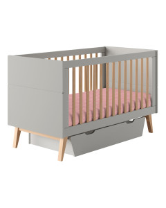 Lit bébé évolutif Swing de Pinio gris et bois 70x140