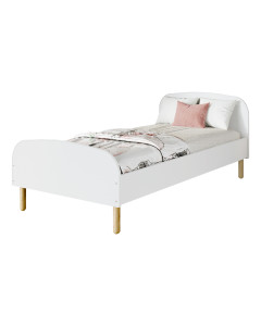 Lit enfant blanc 90x180 Emma de Kocot Kids, style scandinave, bois massif et MDF, disponible chez Jurassien.