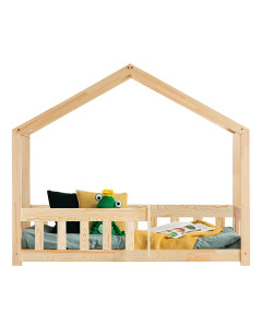 Lit cabane avec barrière et couchage bas Montessori Adeko RMP pour matelas 90