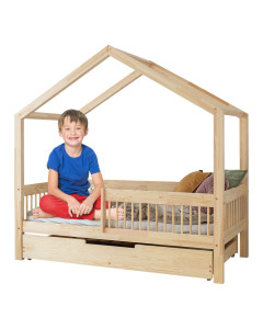 Lit cabane avec tiroir de rangement ou lit gigogne Adeko modèle RMW : un mobilier durable et élégant pour une chambre d'enfant moderne