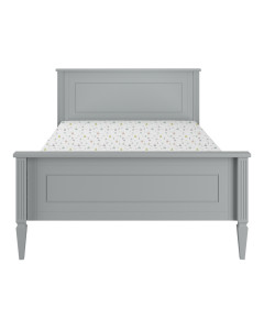 Grand lit enfant gris Lys pour matelas 120x200 avec sommier inclus, idéal pour enfants et adolescents, fabriqué en bois massif et MDF, finitions soignées.