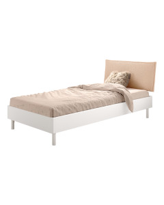 Lit enfant blanc Forrest en hêtre, tête de lit amovible, pour matelas 90x200 cm. Disponible chez Jurassien, marque Vipack.