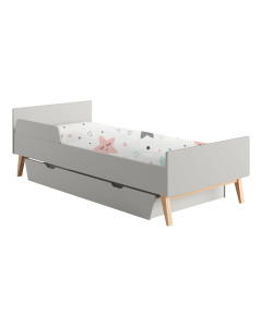 Lit enfant pour matelas 90x200 bois et gris Swing