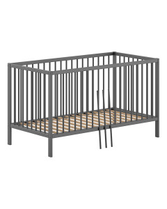 Lit évolutif bébé 70x140 anthracite, avec trois barreaux amovibles, marque Jaxx, disponible chez Le Jurassien.