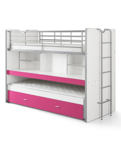 Lit superposé avec bureau pour fille fuchsia