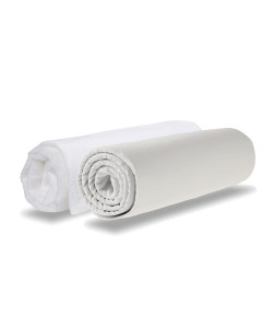 Lot 1 Alèse + 1 drap-housse 60x120 Perle en coton gris perle et blanc pour bébé - Protection matelas Domiva disponible chez Jurassien