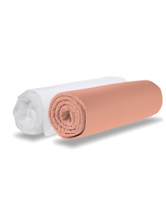 Lot 1 alèse + 1 drap-housse 60x120 terracotta en coton - Protection matelas bébé Domiva disponible chez Jurassien.