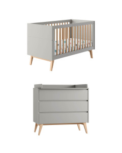 Pack lit bébé 70x140 + commode à langer Swing gris