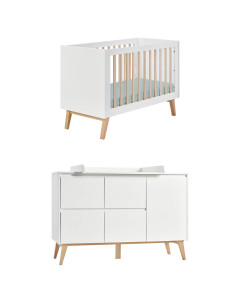 Pack lit bébé 60x120 + large commode à langer Swing blanc