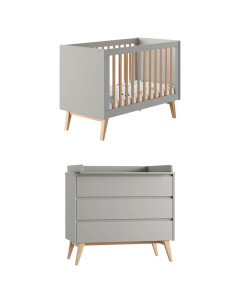 Pack lit bébé 60x120 + commode à langer Swing gris