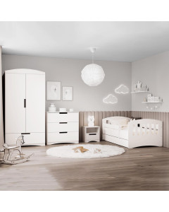 Pack chambre enfant complète Kocot Kids Classic blanc, style classique, par Jurassien. Lit, armoire et plus inclus.