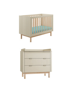 Pack Duo chambre bébé Miloo champagne avec lit bébé 60x120 + commode à langer