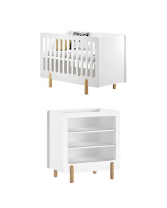 Pack chambre bébé 2 pièces Smile blanc : lit et commode à langer (Jaxx par Vipack)