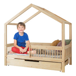 Lit cabane avec tiroir de rangement ou lit gigogne Adeko modèle RMW : un mobilier durable et élégant pour une chambre d'enfant moderne