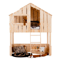 Lit Mezzanine Cabane Ted en Bois pour une Chambre Originale