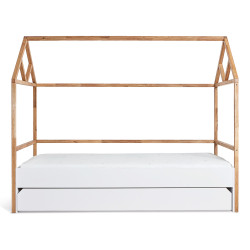 Lit enfant cabane Ström blanc en bois massif style Scandinave avec tiroir - Bellamy - Jurassien