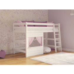 Lit surélevé cabane enfant blanc Country en bois massif · Kidsgreen