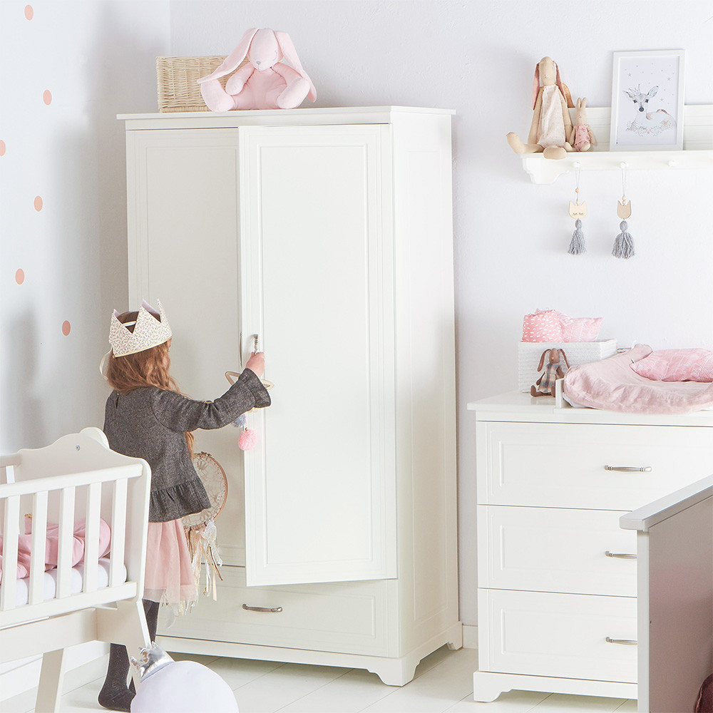 Armoire penderie pour chambre d'enfant bébé avec étagères et tiroir