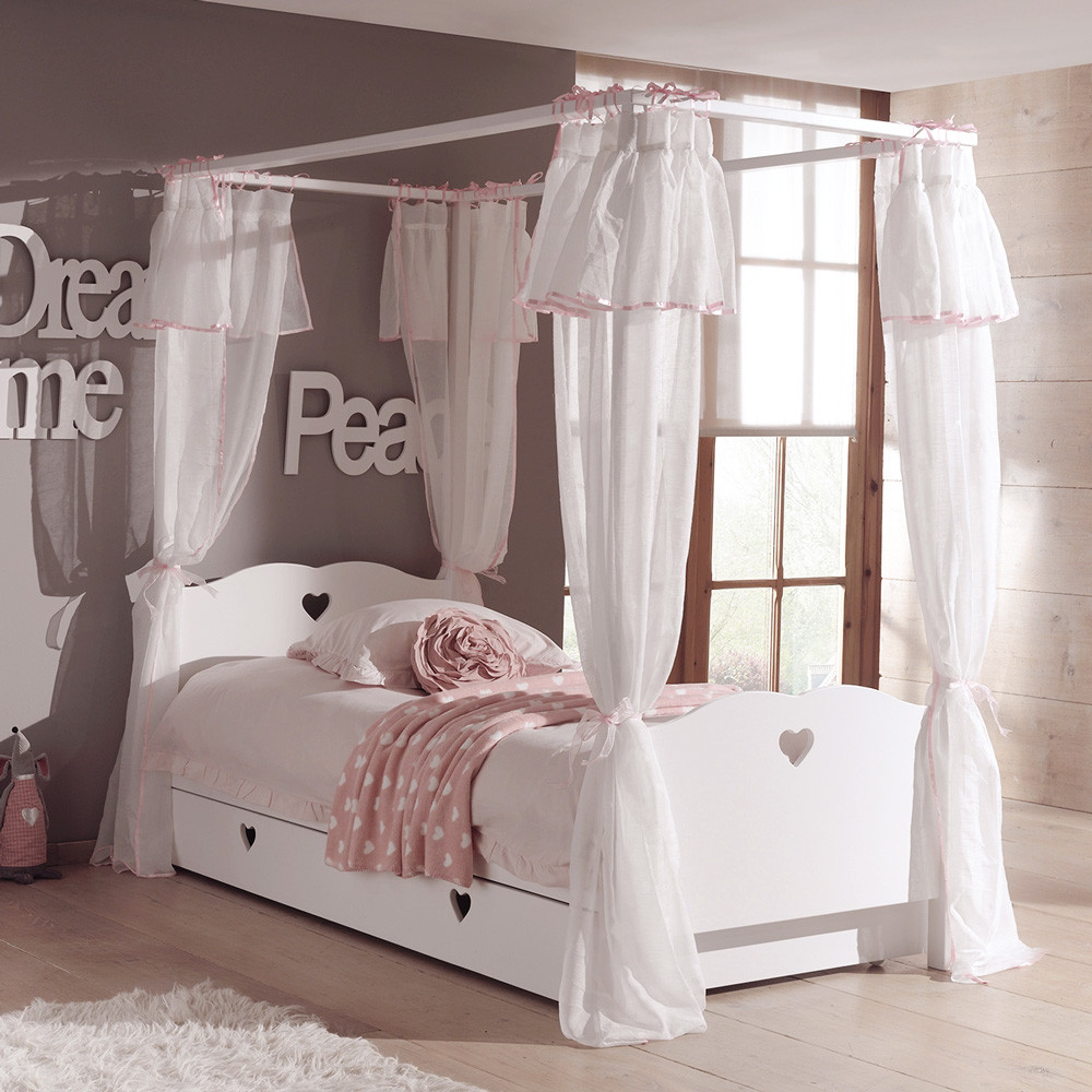 Lit Fille Blanc Laqué - Couchage 90 x 200 cm pour chambre enfant & ado