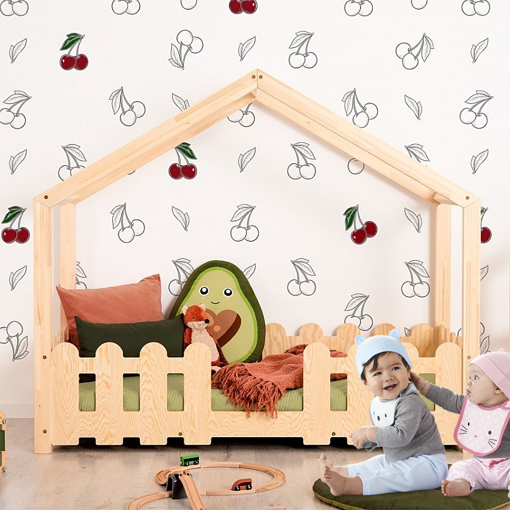 Lit Maison Avec Barrière Montessori Pour Bébé - ZIZI S - Adeko