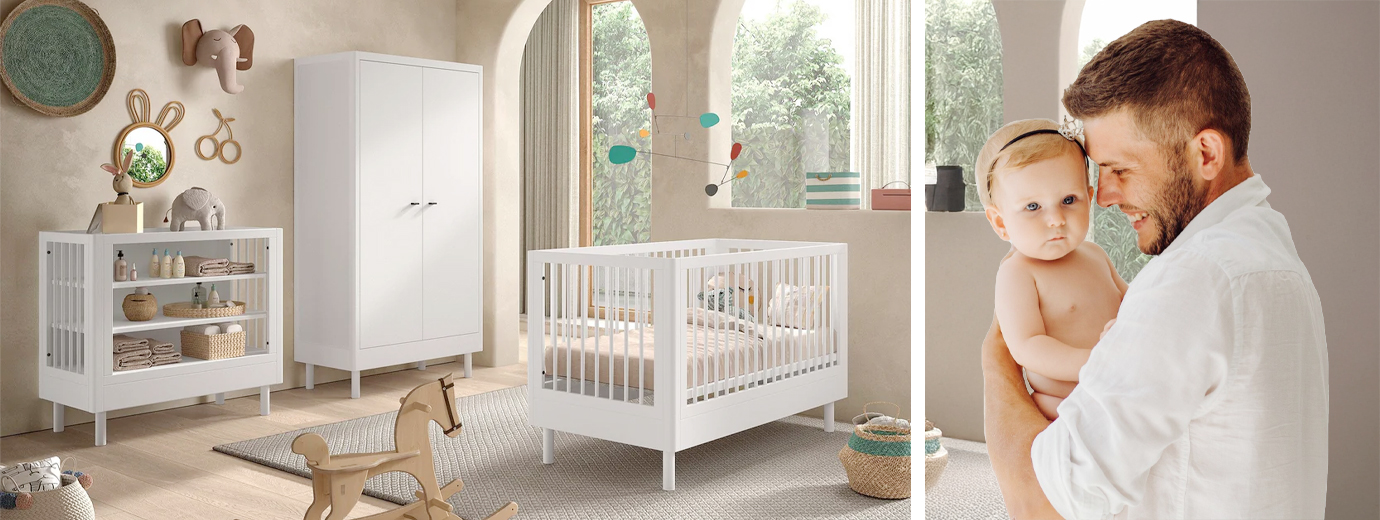 Meubles chambre bébé Jaxx - Chambre pour bébé Forrest blanche en bois de hêtre massif FSC