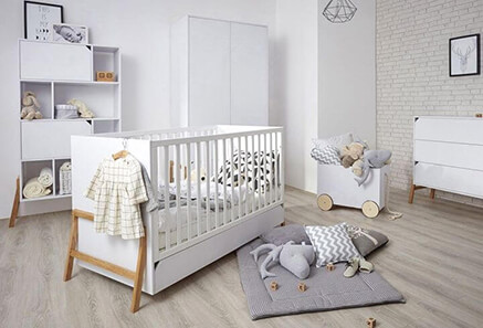 Chambre bébé complète Milenne lit bébé, commode et armoire parisienne