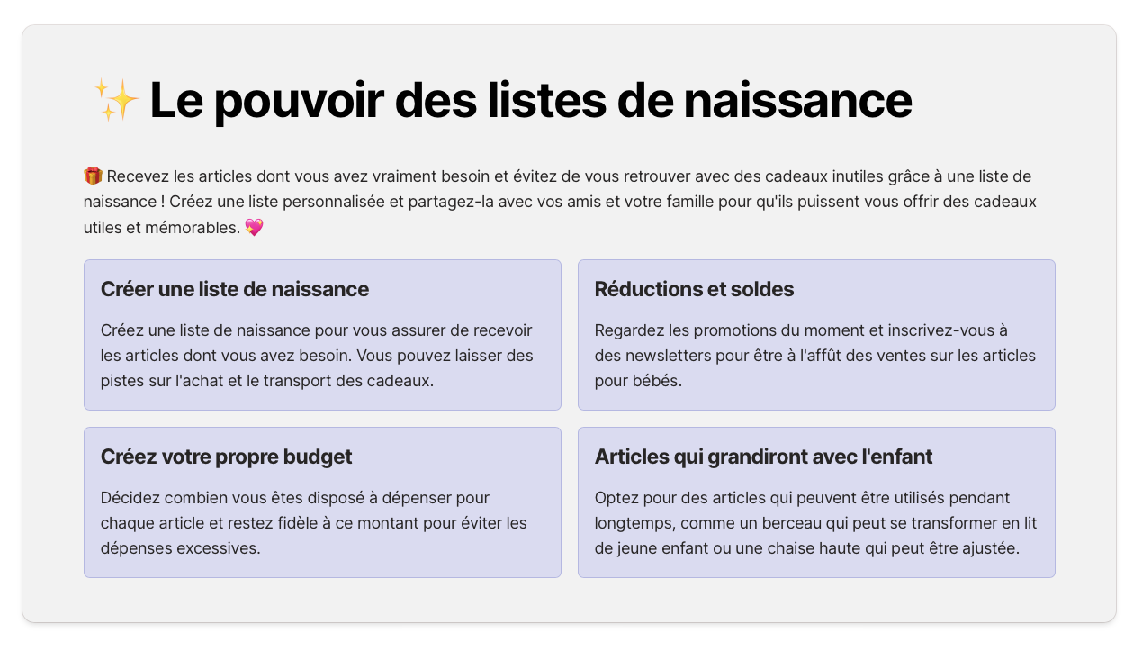 Tips : Le pouvoir des listes de naissance